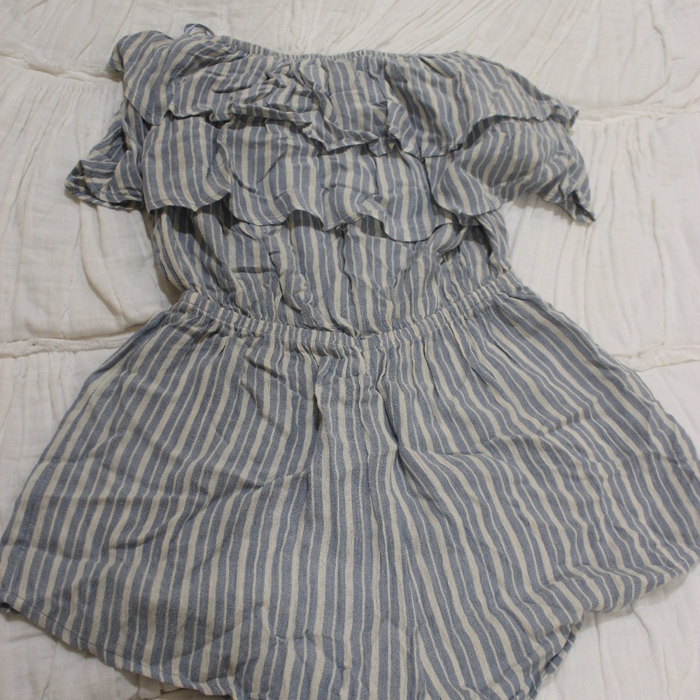 Billabong Strapless Blue and White Romper